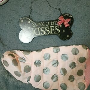 Pink and Silver Polka Dot Dog Coat